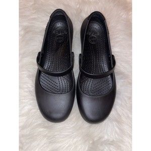 Crocs Alice Women’s Black Work Flats Mary Jane Shoes Slip Reistant Size 9